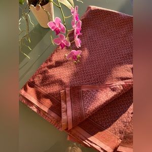 New fabric Sari 100% Pure Silk Saree Dusty Rose Pink Rust Floral Print & Paisley
